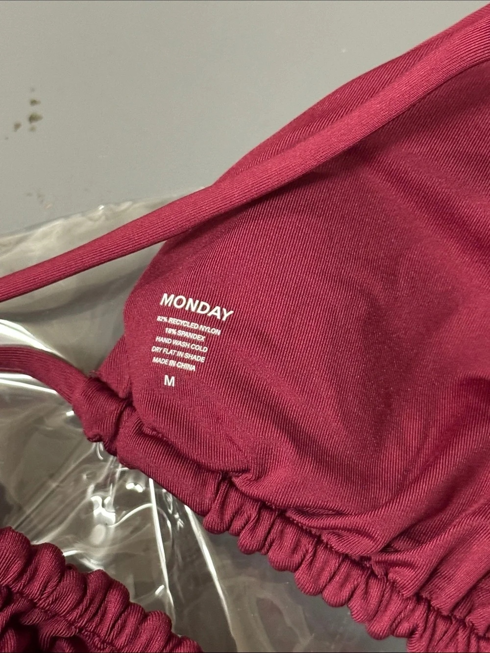 Monday Swimwear Wine Red Triangle String Bikini